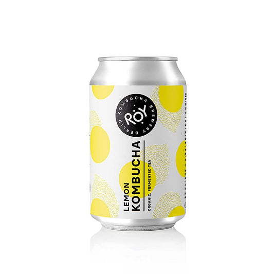 330ml ROY Lemon Kombucha Berlin, BIO - erfrischender, herber Bio-Kombucha aus Berlin, handgefertigt und voller B-Vitamine, organischen Säuren, vegan, laktose- und glutenfrei, hergestellt in transparenter Eigenproduktion, vielseitiger im Geschmack und umweltfreundlich, natürlich fermentierter Tee mit lebendiger Kultur