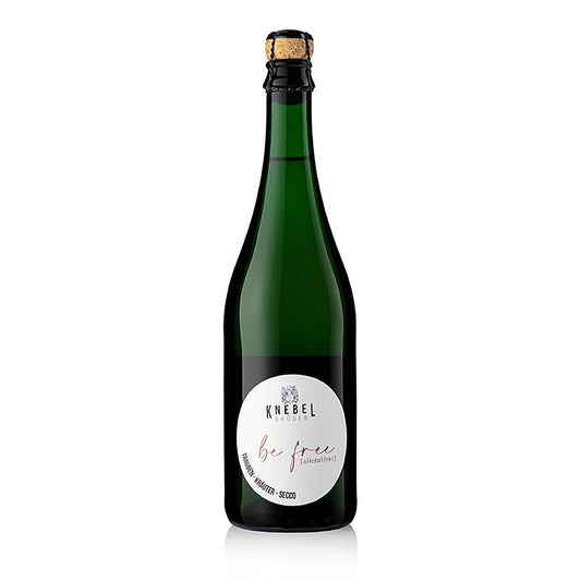 Be Free Trauben-Kräuter-Secco, alkoholfrei, Knebel Brüder, 750 ml: Genießen Sie den frischen und fruchtigen Geschmack dieses alkoholfreien Sekts, hergestellt aus sorgfältig ausgewählten Trauben und einer Gewürzmischung, ideal zum Teilen oder für besondere Momente