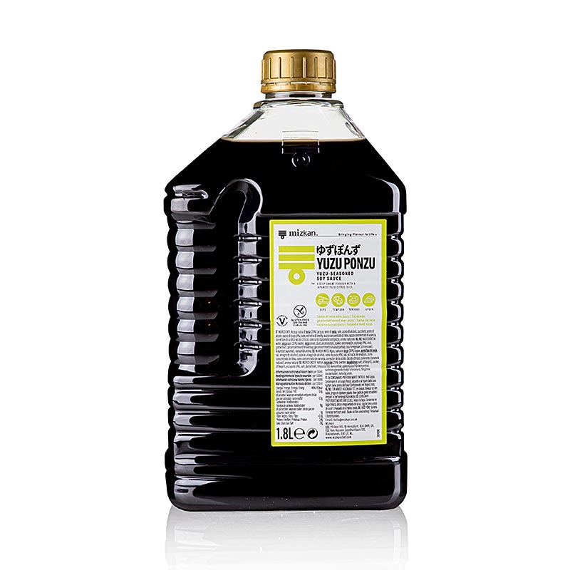 Soja Sauce mit Yuzu Fruchtsaft, Mizkan, 1,8 l - vielseitige japanische Sojasauce mit erfrischendem Yuzu-Zitrusgeschmack, perfekt für Dips, Marinaden und Dressings, verleiht Fisch, Fleisch und Gemüse einen köstlichen Umami-Geschmack