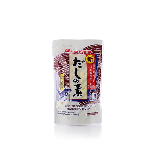 Marutomo Dashi no moto Fischsuppen-Fond, 48 g, ideal für authentische japanische Suppen und Eintöpfe, hergestellt aus Katsuobushi und Kobudashi für reichen, umamihaltigen Geschmack, einfach zuzubereiten, genug für 6 Portionen