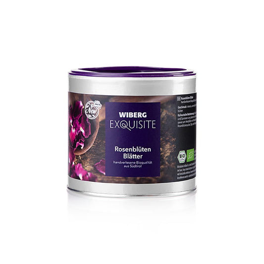 Handverlesene BIO-Rosenblüten aus Südtirol, verpackt in einem luxuriösen 20-Gramm-Glas