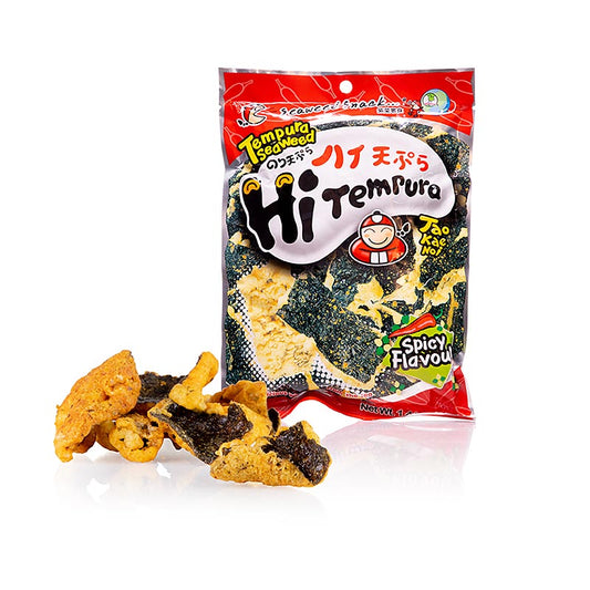 Knusprige, scharfe Algen Chips von Taokaenoi Tempura Seaweed Spicy, ideal für unterwegs oder als Snack zwischendurch