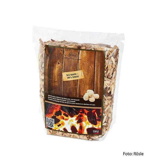 Rösle Räucherchips Hickory(25103), 750 g - Premium-Räucherchips aus 100% Hickory-Holz, ideal zum Räuchern von Fleisch, Fisch und Gemüse Ideal für den Grill oder Smoker