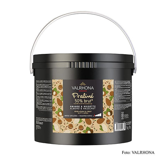 Praline Masse Fruite Brut Valrhona 25% Haselnuss 25% Mandel 5 kg, ideal für raffinierte Pralinen, Trüffel und Desserts, professioneller und Hobbykochgebrauch