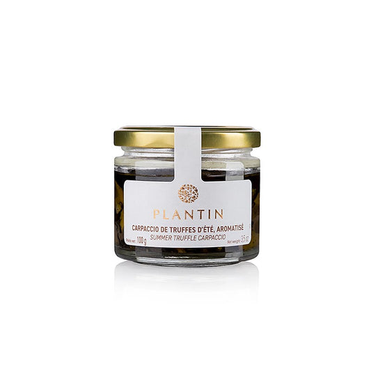 Sommertrüffel Carpaccio, Plantin, 100 g - Luxuriöse Delikatesse aus frisch gehobeltem Sommertrüffel, ideal als Vorspeise oder Beilage, in praktischer 100g-Packung für Hobby- und Profiköche geeignet