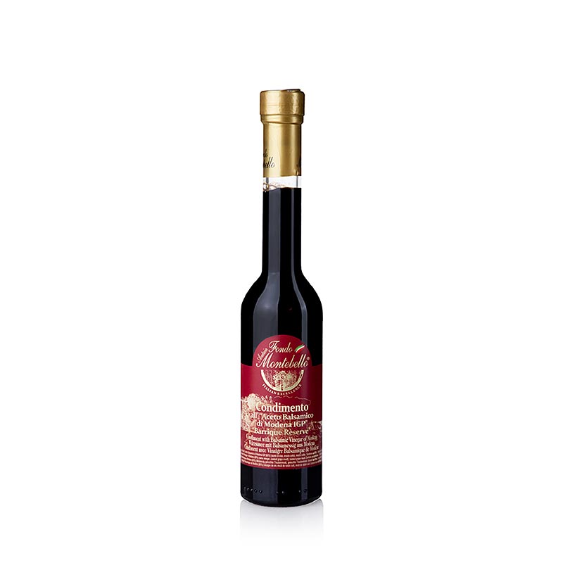 250 ml Condimento Balsamico AS ABM von Fondo Montebello, gereift in Eichenfässern aus Modena, Italien, mit Noten von Lakritz und Gewürzen, ideal zum Verfeinern von Salaten, Fleisch, Fisch und Gemüse, stilvolles Geschenk für Feinschmecker oder eine unverzichtbare Ergänzung in der eigenen Küche