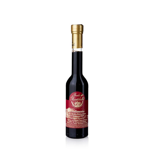 250 ml Condimento Balsamico AS ABM von Fondo Montebello, gereift in Eichenfässern aus Modena, Italien, mit Noten von Lakritz und Gewürzen, ideal zum Verfeinern von Salaten, Fleisch, Fisch und Gemüse, stilvolles Geschenk für Feinschmecker oder eine unverzichtbare Ergänzung in der eigenen Küche