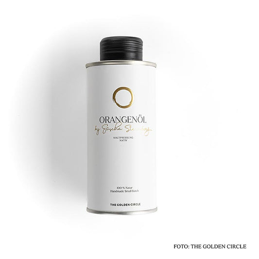 Das köstliche Orangenöl von Spitzenkoch Sascha Stemberg, THE GOLDEN CIRCLE, 250 ml, verfeinert Ihre Gerichte mit frischem, fruchtigem Aroma