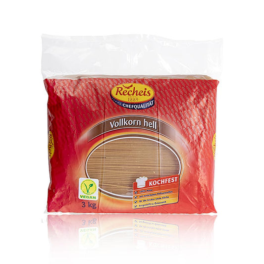 Vollkorn Spaghetti von Recheis in 3 kg Packung, hergestellt aus Vollkornweizen