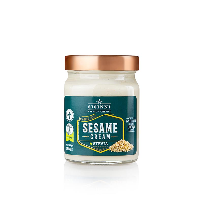 Sisinni Sesamcreme mit Stevia, 380 g - Köstliche, natürliche Sesampaste für Brotaufstriche, Dressings und Gerichte, verfeinert mit Stevia