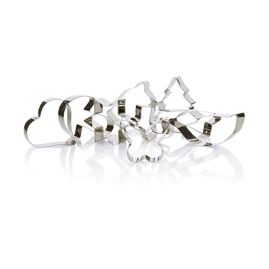 Ausstecher-Set, Weihnachten, 8-teilig, 8 St: Hochwertige Metall-Ausstechformen in verschiedenen fröhlichen Weihnachtsmotiven, verpackt in einem luxuriösen Geschenkkarton Größe: 5 bis 10 cm