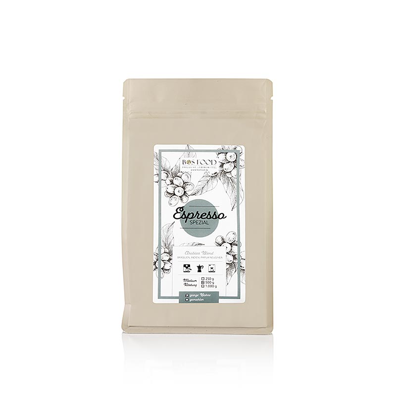 BOS FOOD - Espresso Spécial, Café  Arabica, grains entiers, 500 g