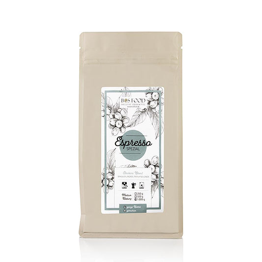 BOS FOOD - Espresso Spécial, Mélange de café Arabica, grain entier, 1 kg