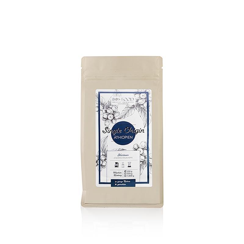 Äthiopischer Yirgacheffe Kaffee, ganze Bohne, 250 g - hoch gelegene Plantagen, langsam geröstet, köstliche Noten von Zitrusfrüchten, Beeren und Blumen - perfekt für Espresso, Filterkaffee und Brühmethoden