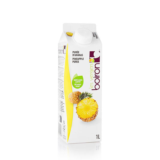 Boiron Ananas Püree, pasteurisiert, 100% Frucht, 1 l - vielseitiges und schmackhaftes Produkt für die Zubereitung von Sorbets, Eiscreme, Mocktails, Cocktails, Soßen, Desserts und mehr