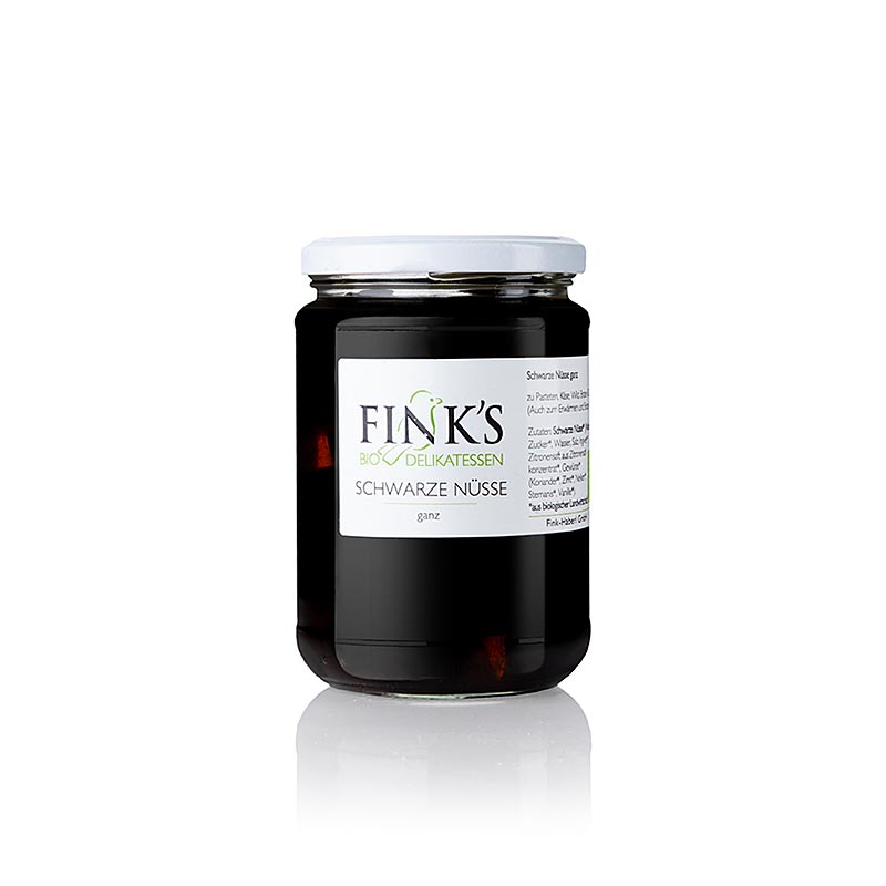 Noci nere (intere) in sciroppo forte, Finks Delikatessen, biologico, 390 g