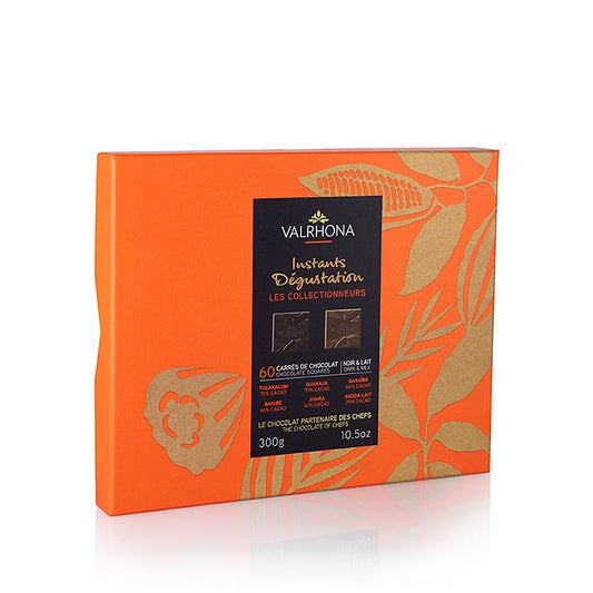 Valrhona Instants Degustation, 60 Täfelchen, Milch+Bitterschokolad (34269), 300 g, 60 St - köstliche Schokoladenmischung zum Verkosten und Genießen