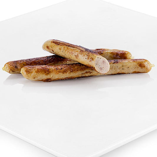 Kalbsbratwurst von Willi Kebben, 400 g, 5 Stück, hergestellt aus hochwertigen Zutaten, ideal für Grillabende oder als schnelle Mahlzeit, authentischer Geschmack vereint Qualität und Tradition