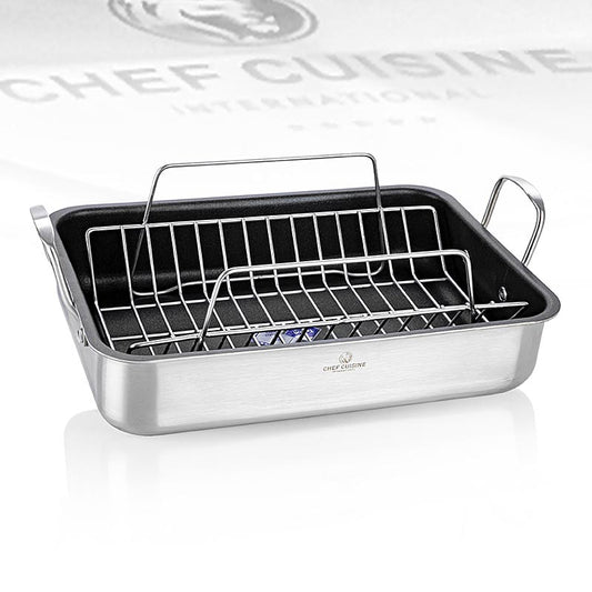 Teglia rettangolare per arrosti, "Rivestimento a pettine di miele", acciaio inox, Chef Cuisine, 1 pz.