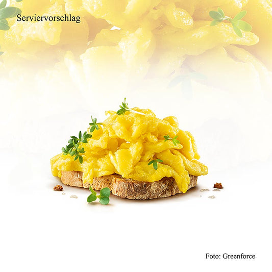 Greenforce Mix für veganes Ei, hergestellt aus 100% Eiweiß aus Ackerbohnenprotein, reich an Protein und ohne künstliche Zusatzstoffe, perfekt für die Zubereitung von pflanzlichen Gerichten mit dem Geschmack und der Konsistenz von Eiern, ideal für Veganer und Vegetarier, Inhalt: 100 g