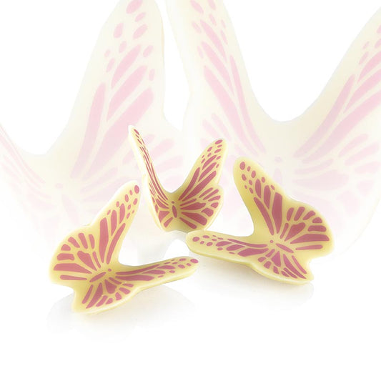 Schokoaufleger "Butterfly"(Schmetterling) pinkwhite,120 Stück, 286g, Dobla 77572