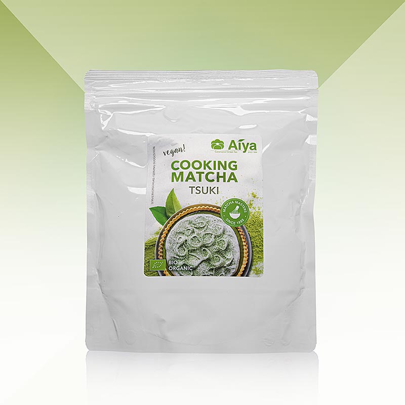 Hochwertiges Bio-Grünteepulver für köstliche Matcha-Gerichte und -Getränke, wie Smoothies, Eiscreme, Kuchen und Kekse, mit reichem Geschmack und leuchtend grüner Farbe, in 500-g-Packung Entdecken Sie die Vielseitigkeit und gesundheitlichen Vorteile von AIYA Matcha Tsuki!