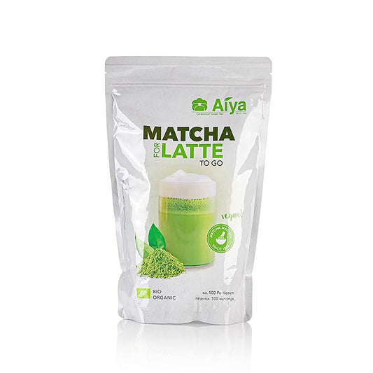 Hochwertige Bio-Grünteemischung AIYA Professionals - Matcha for Latte, ideal für köstliche Matcha Lattes, in praktischem 1 kg-Behälter verpackt