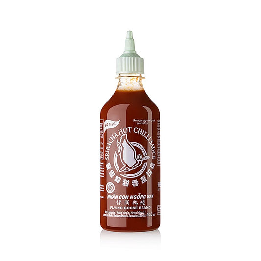 Sauce chili - Sriracha sans MSG, piquante, bouteille squeeze, Flying Goose, 455 g