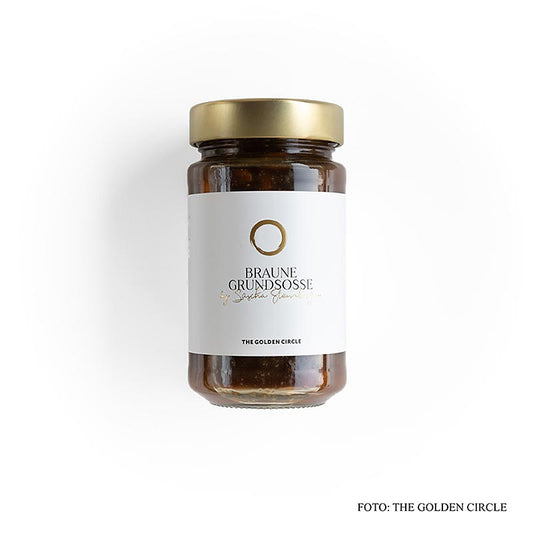 Braune Grundsauce von Sascha Stemberg, THE GOLDEN CIRCLE, 225 ml - Reichhaltige Sauce zum Verfeinern von Gerichten, intensives Aroma und kräftige Farbe, sorgfältig zubereitet, vielseitige kulinarische Möglichkeiten, praktisches 225-ml-Glas, einzigartiger Geschmack