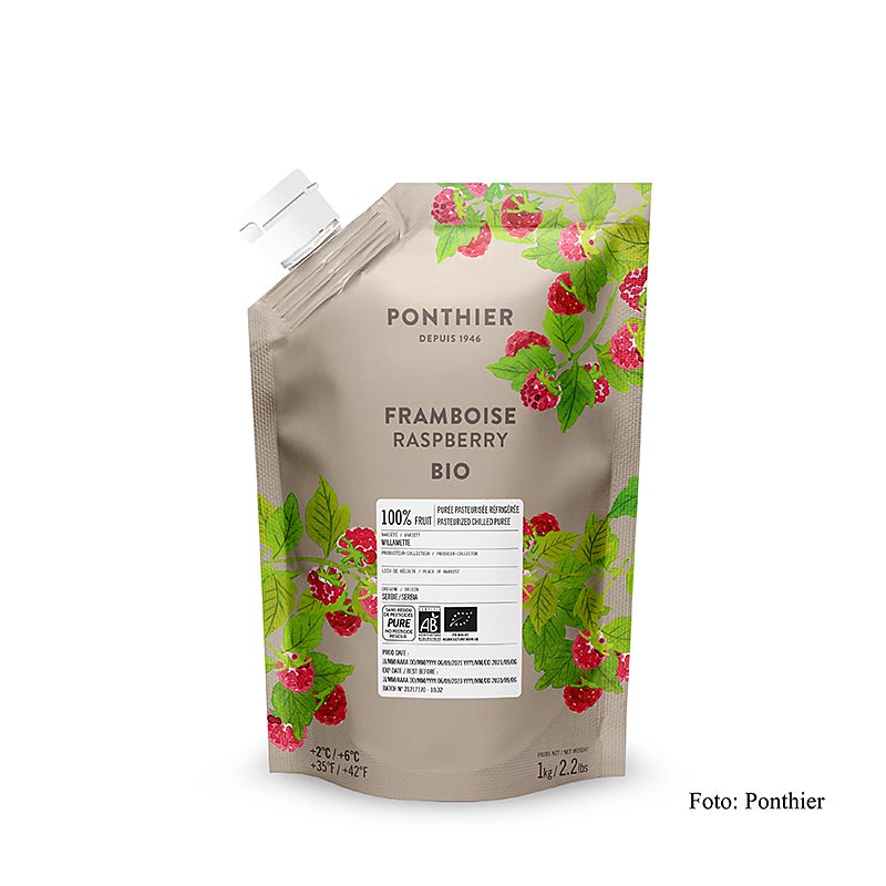 Ponthier Purea di lamponi, 100%, biologica, 1 kg