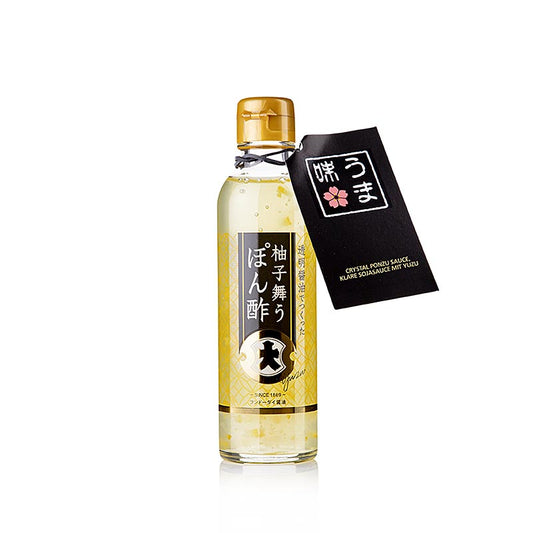 Flasche Crystal Ponzu Sauce, klare Sojasauce mit Yuzu, aus Fundodai, Japan, vielseitig einsetzbar für Fisch, Fleisch und Gemüse