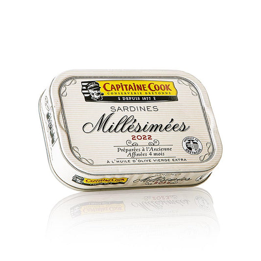 Ganz frische Sardinen in Olivenöl von Capitaine Cook, Frankreich, Jahrgang 2022, 115 g - Premium-Delikatesse, perfekt für Toast oder Salate
