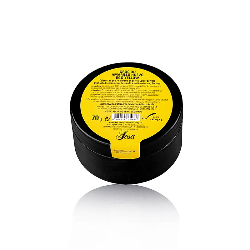 Colorant alimentaire Sosa jaune d'œuf, poudre, soluble dans l'eau (39434), 70 g