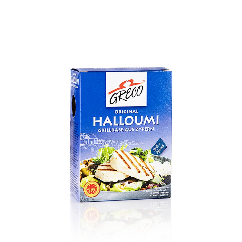 Halloumi - Grill-Käse aus Zypern, aus Schaf-, Ziegen- und Kuhmilch, GRECO, 200 g - Authentischer Grillkäse mit einzigartigem salzigem Geschmack und fester, weicher Konsistenz, perfekt zum Grillen, für Salate oder als pikanter Snack, in 200-g-Packung