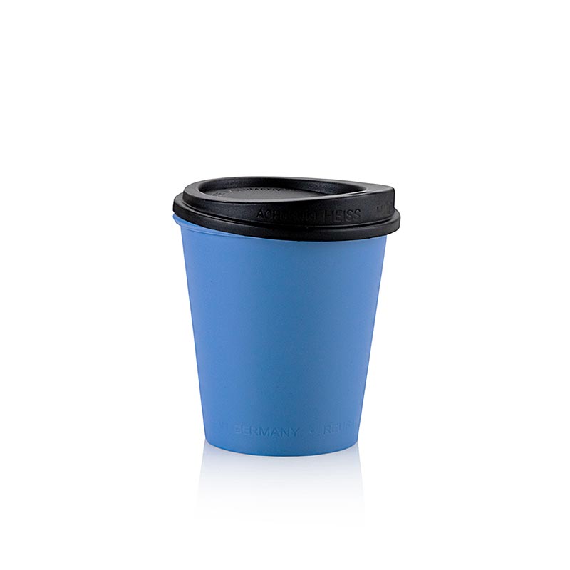 Nachhaltiger Mehrweg Kaffeebecher ToGo 200ml in Blau mit Deckel, 100 Stück, ideal für unterwegs, spülmaschinenfest, umweltfreundlich von GreenDish