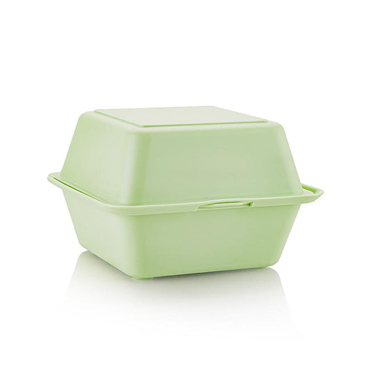 Wiederverwendbare GreenDish-Burgerbox zum Mitnehmen, 157x157x104mm, aus haltbarem grünem Material hergestellt Geeignet für den sicheren und hygienischen Transport von Burgern und anderen Gerichten