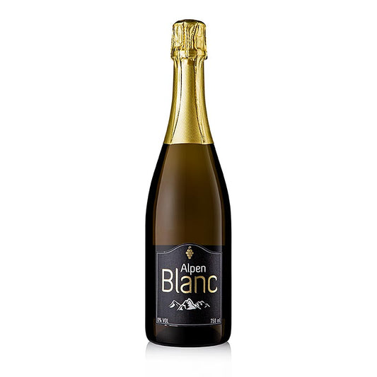 Alpen Blanc Schaumwein aus entalkoholisiertem Wein (Sekt), alkoholfrei, 750 ml - Genießen Sie den köstlichen Geschmack des alkoholfreien Alpen Blanc Sekts, hergestellt aus sorgfältig ausgewählten Weinen, ideal für festliche Anlässe Ideal für alle, die alkoholbewusst sind, aber nicht auf Geschmack und Qualität verzichten wollen