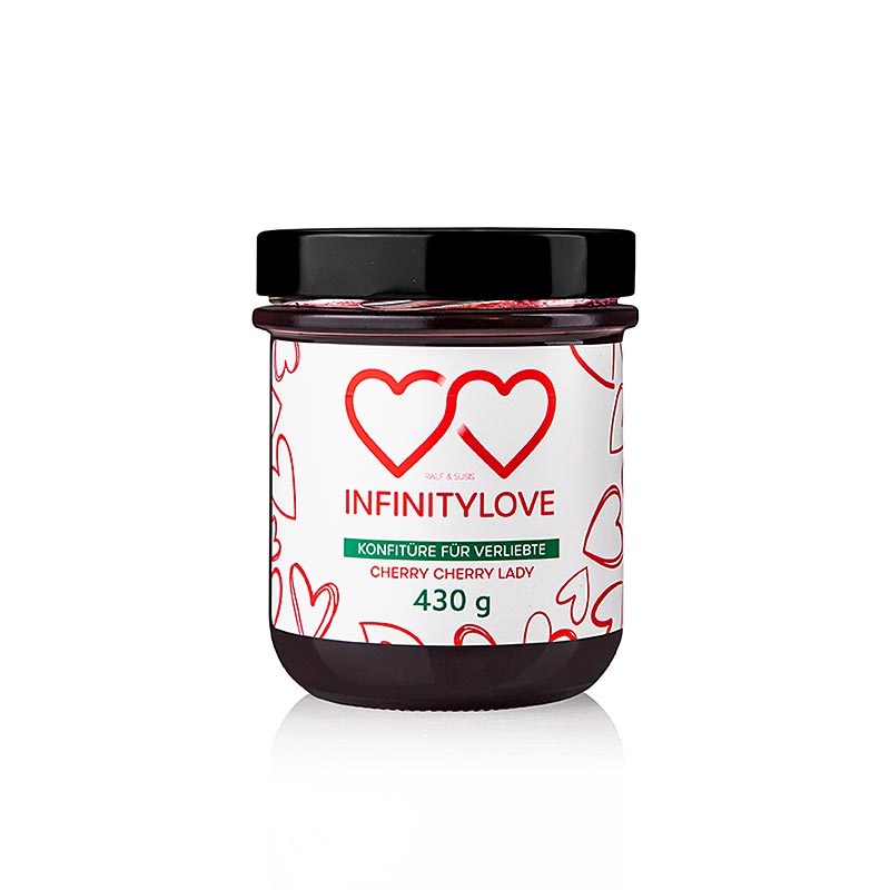 Kirschkonfitüre Extra von INFINITYLOVE - handwerklich hergestellt, intensiver fruchtiger Geschmack, perfekt als Brotaufstrich, Joghurt oder Backzutat geeignet