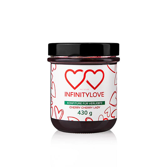 Kirschkonfitüre Extra von INFINITYLOVE - handwerklich hergestellt, intensiver fruchtiger Geschmack, perfekt als Brotaufstrich, Joghurt oder Backzutat geeignet