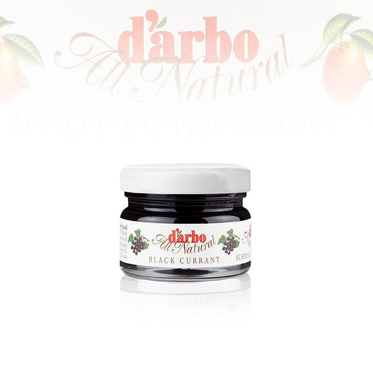 darbo - Schw Johannisbeere Konfitüre (Cassis), Portionsgläser, 1,68 kg, 60 x 28g: Schwarze Johannisbeerkonfitüre in praktischen Portionsgläsern, perfekt für Gastronomie oder zu Hause, hergestellt mit hochwertigen Zutaten und authentischen Zubereitungsmethoden, ideal als Frühstück oder Snack, fruchtiger Geschmack und hervorragende Qualität