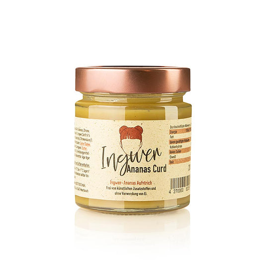 Leckerer handwerklicher Quark mit frischem Ananas- und würzigem Ingwergeschmack, ideal als Brotaufstrich, Kuchenfüllung oder Dessertbeilage Hergestellt nach traditionellem Rezept mit natürlichen Zutaten von höchster Qualität - Missys Ananas Ingwer Curd, 200 g