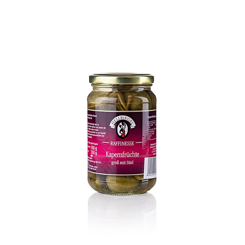 Große Kapern-Früchte mit Stiel, Raffinesse, 350 g - eine vielseitige und delikate Ergänzung für Salate, Nudelgerichte, Saucen und Pizzen