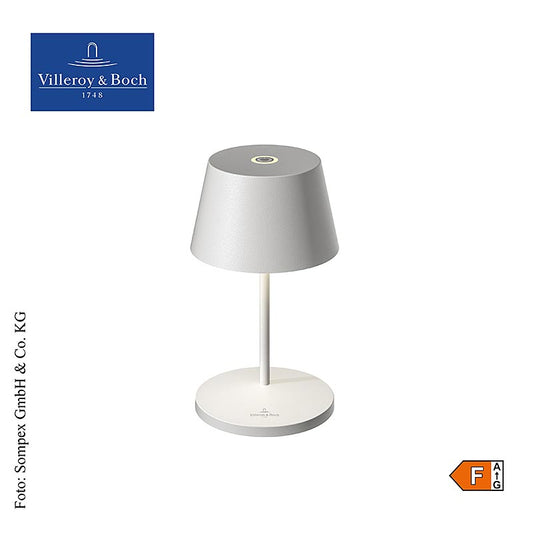 Tischleuchte SEOUL 20 aus weißem Aluminium, kabellos mit wiederaufladbarem Akku, dimmbares LED-Licht, 20x11 cm, für Tisch, Schreibtisch oder Nachttisch, bis zu 8 Stunden kabelloser Lichtkomfort, einfaches Aufladen über USB