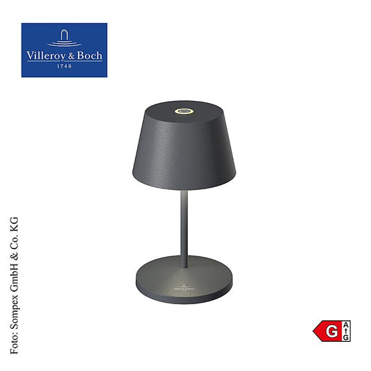 Tischleuchte SEOUL 20 mit Akku, 20x11cm, Alu, anthrazit (96871) - vielseitige, kabellose Lampe für Innen- und Außenbereich, aus hochwertigem Aluminium, stilvoll und funktional