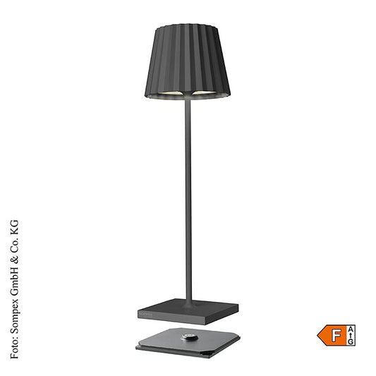 Lampada da tavolo "TROLL - Outdoor", con batteria ricaricabile, 38x10x11 cm, alluminio, antracite (78180), 1 pz.