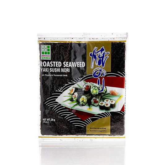 Yakinori taille entière, feuilles d'algues séchées, grillées, JHFOODS, 28 g, 10 feuilles