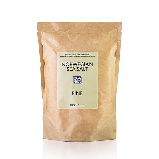 Feines Meersalz HAVSNØ aus Norwegen, 1 kg-Packung für Hobby- und Profiköche