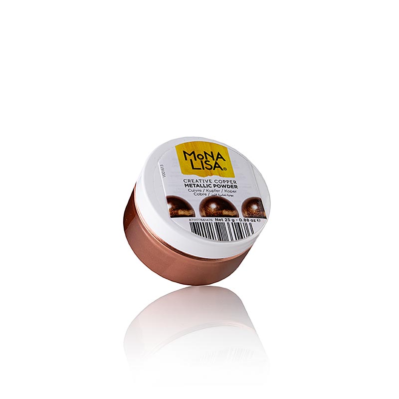 Lebensmittelfarbe Creative Powder Copper Glitzer Puder, glänzend Mona Lisa, 25 g - 25 Gramm essbares Glitterpulver in leuchtendem Kupfer, um Schokolade, Marzipan und Fondant zu veredeln und spektakuläre Desserts zu kreieren