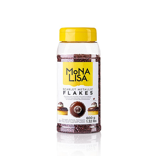 Mini Chocoflakes - Schokoflocken Scarlet Metallic, Mona Lisa (CHK-VS-22124E0), 600 g: Schokoflocken in scharlachrotem Metallic-Ton, perfekt zum Verzieren von Desserts und Kuchen Luxuriöses und festliches Aussehen für süße Kreationen