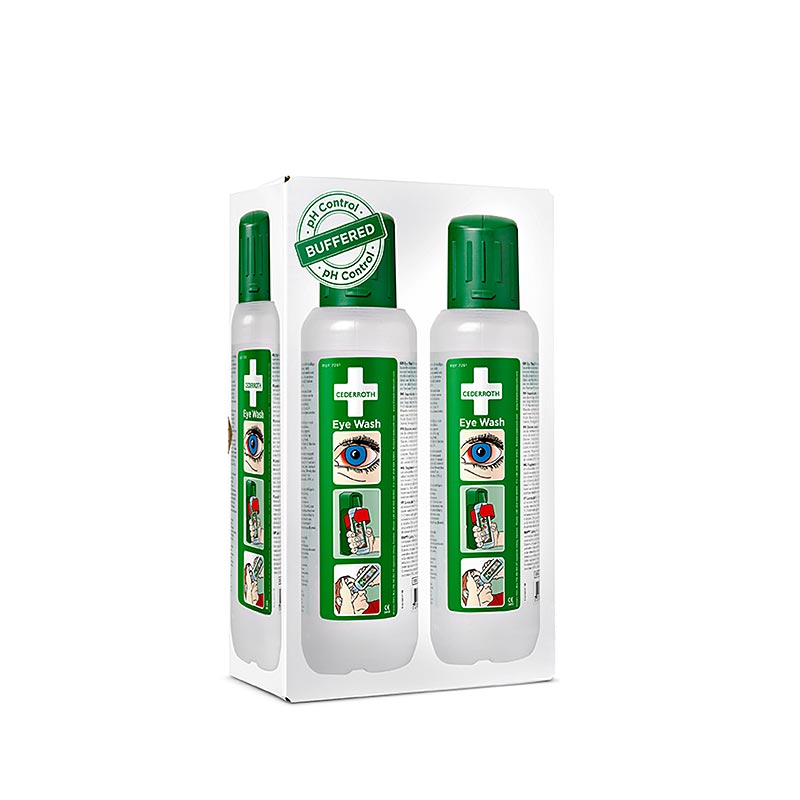 Cederroth - Lavaggio oculare, doccia oculare, con supporto a parete, 2 x 500 ml (725200), 1 l, 2 x 500 ml